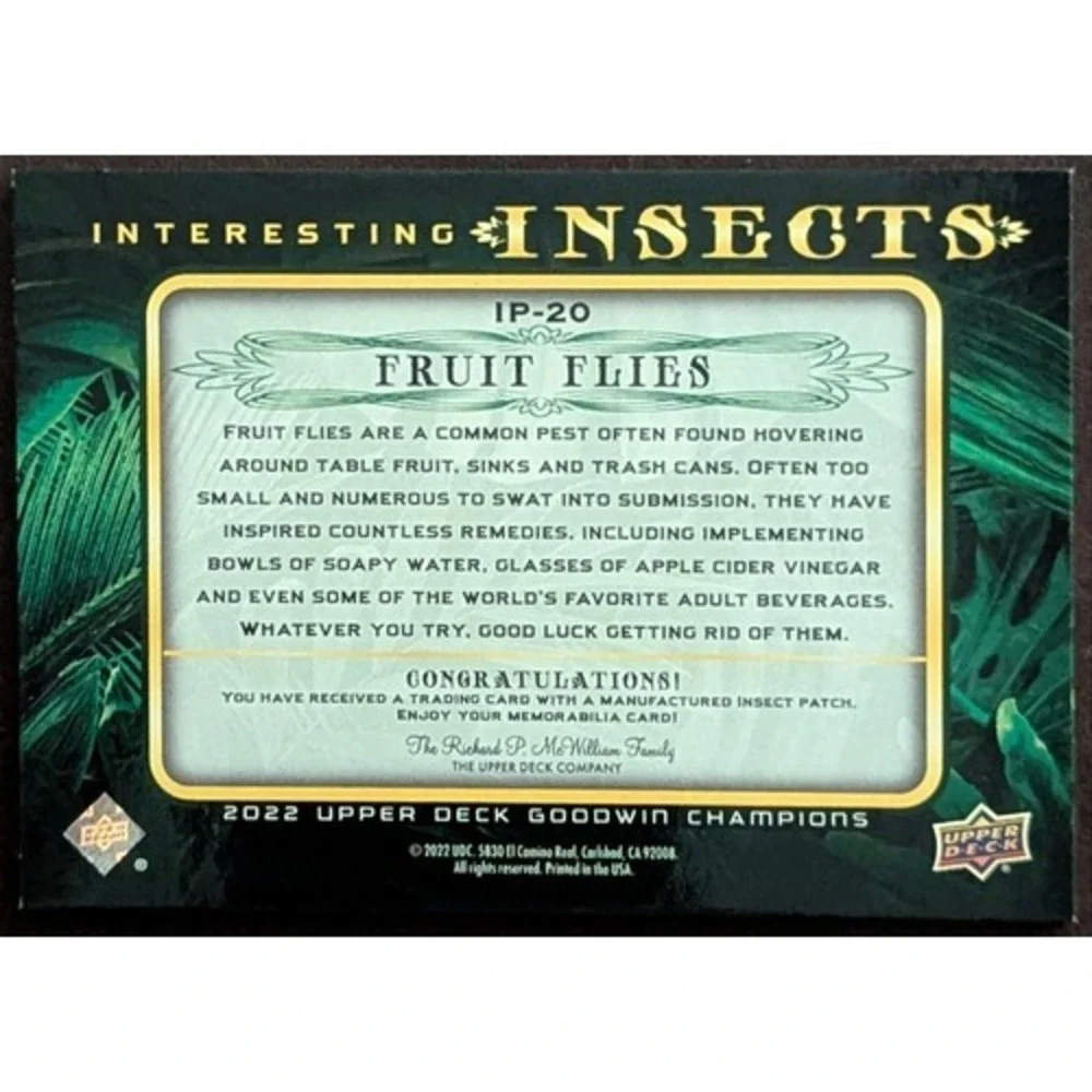 2022 Upper Deck Goodwin Champions Fruit Fly Interesting Insects Patch #IP-20